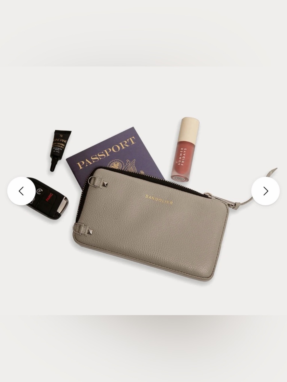 Bandolier Crossbody Phone Wallet in Taupe w/Straps